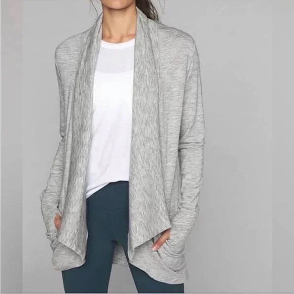 Athleta Nirvana Wear Two Ways Wrap Cardigan Sweater Athleta by Lululemon Gray M - Picture 1 of 16